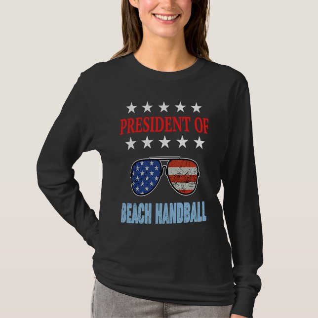 Beach Handball Accessories  USA Flag Beach Saying T Shirt (Framsida)