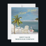 Beach Handflatan Flamingo Business Budget Helgdaga Meddelande<br><div class="desc">Beach, Handflatan träd, vatten, flamingo - en fredlig och mild scen. Skicka din uppskattning till dina kunder och hänvisare genom att önska dem glad helg med vårt charmerande Glad helg-kort. Anpassa med din affärsinformation och lägg till en Julhälsningar personlig. Alla designfrågor eller speciella förfrågningar, skicka en chatta eller ett e-postmeddelande...</div>