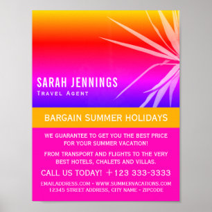 Beach Handflatan Löv Silhouette, Travel Agent Adve Poster