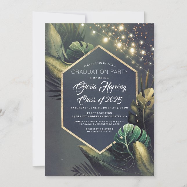 Beach Handflatan String Ljus Studenten inbjudan (Framsida)