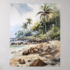Beach Handflatan Träd Art Print Poster