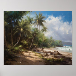 Beach Handflatan Träd Art Skriv ut resefoster för Poster