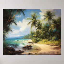 Beach Handflatan Träd Art Skriv ut resefoster för Poster
