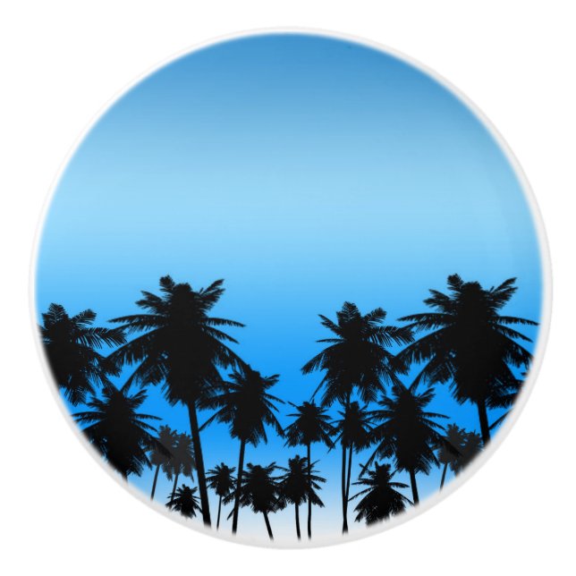Beach Handflatan Träd Black & Blue Tropical Knopp (Framsidan)