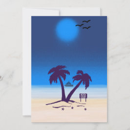 Beach Handflatan Träd Blue Midnight Inbjudningar