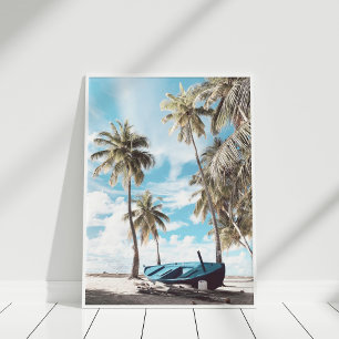 Beach Handflatan Träd Boat Poster