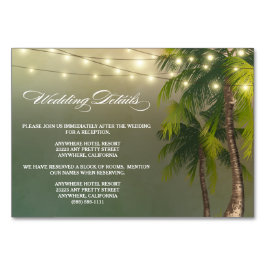 Beach Handflatan Träd bröllopsmottagning + Hotel-k Bordsnummer