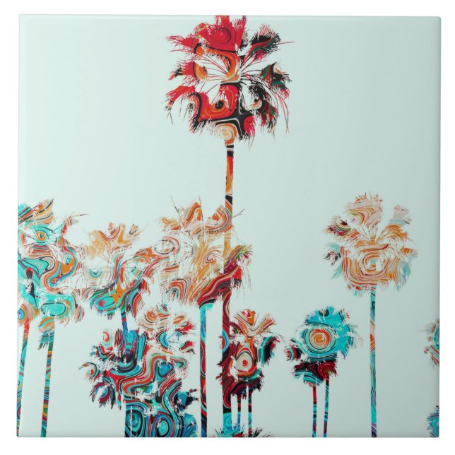 Beach Handflatan Träd Design 243 Kakelplatta (Framsidan)
