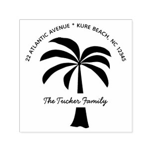 Beach Handflatan Träd Family Namn Returadress Blac Självfärgande Stämpel