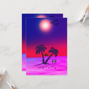 Beach Handflatan Träd Lila Red Inbjudningar