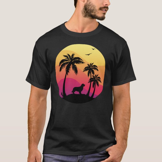 Beach Handflatan Träd och Golden Retriever T Shirt (Framsida)