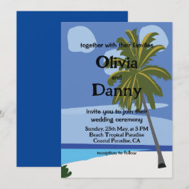 Beach Handflatan Träd Sommar Tropical Beach Weddin Inbjudningar