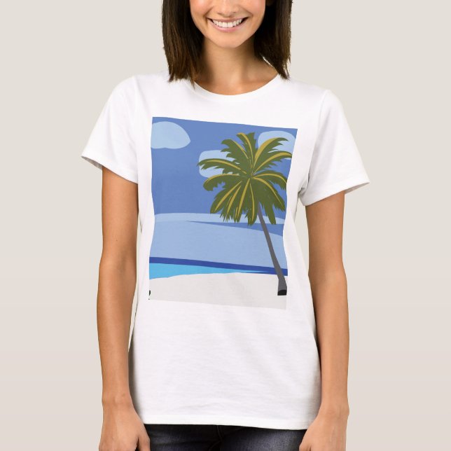 Beach Handflatan Träd sommaruppehållsinsats för T Shirt (Framsida)