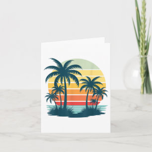 Beach Handflatan Träd Sunset Graphic Tropical Summ Kort