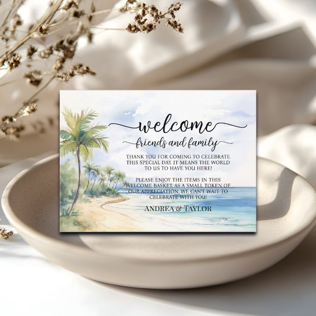 Beach Handflatan Träd Välkommen Gift Bag Basket-pl Tilläggskort (Skapare uppladdad)