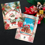 Beach Hawaii Mele Kalikimaka julfoto Julkort<br><div class="desc">Roligt Hawaii Beach jul Photo Helgdag Card med texten "Mele Kalikimaka"</div>