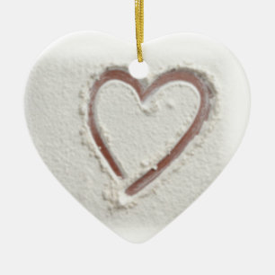 Beach Heart of Sand Bröllop Julgransprydnad Keramik