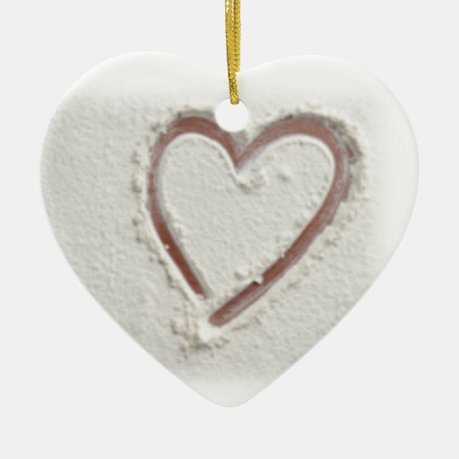 Beach Heart of Sand Bröllop Julgransprydnad Keramik (Framsidan)