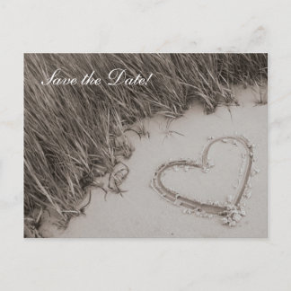 Beach Heart Sepia Spara datumet Meddelande Vykort