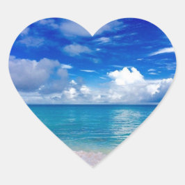 Beach Heart Stickers Hjärtformat Klistermärke