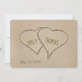 Beach Hearts in sand for Vow Renewal Ceremony Inbjudningar