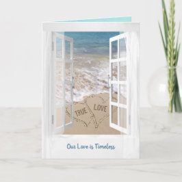 Beach Hearts in Window-årsdagen Kort