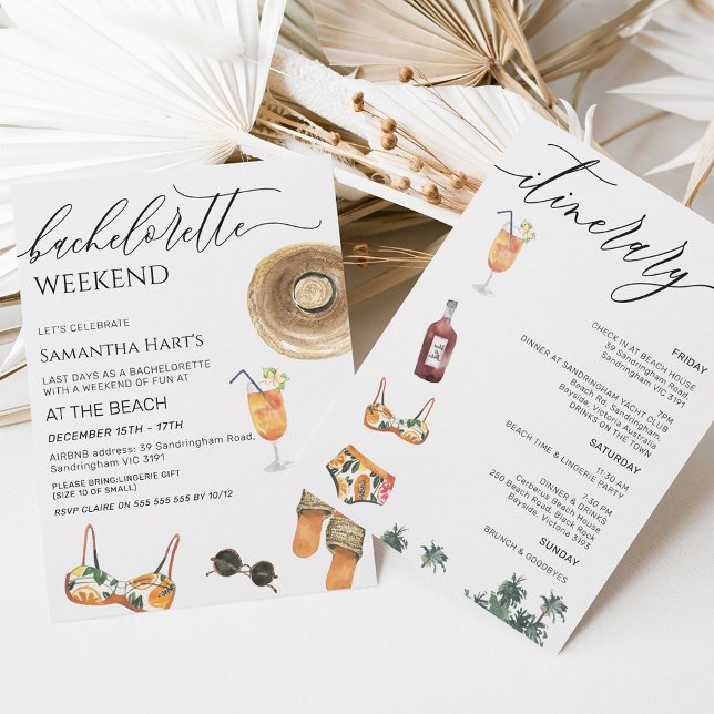 Beach Helg Away Bachelorette Möhippa Inbjudningar (Skapare uppladdad)