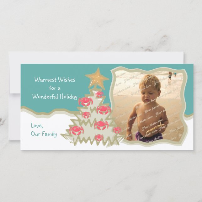 Beach Helgdag Julgran Julkort (Framsida)