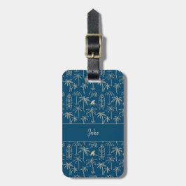 Beach helgdag mönster och ditt namn i beige bagagebricka