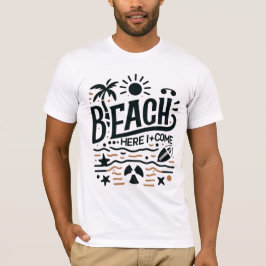Beach Here I Come Sunny Palm Tree & Surf Vibe T Shirt