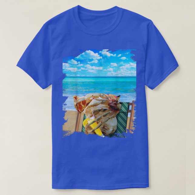 Beach Hermit Crab Chilling Drinking Pizza Funny Cu T Shirt (Design framsida)