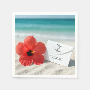 Beach Hibiscus-blomma med Bröllop-kuvert Pappersservett