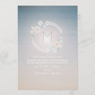 Beach Himmel Photo Monogram Bröllop Inbjudningar