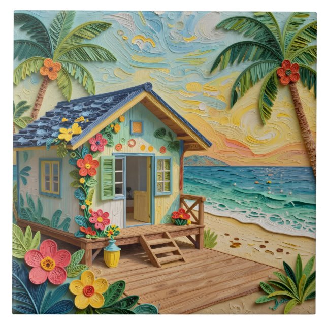 Beach Home Oceanic Coastal Art Kakelplatta (Framsidan)