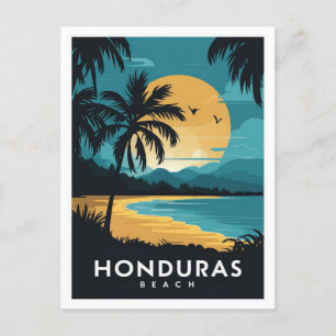 Beach Honduras Retro Travel Vykort