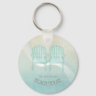 Beach House Adirondack Chairs Aqua Blue ID623 Nyckelring