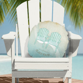 Beach House Adirondack Chairs Aqua Blue ID623 Rund Kudde