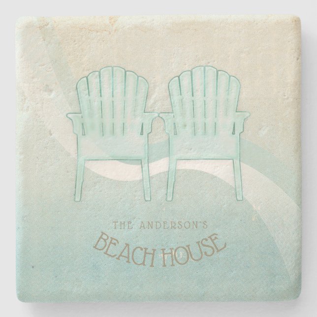 Beach House Adirondack Chairs Aqua Blue ID623 Stenunderlägg (Framsidan)