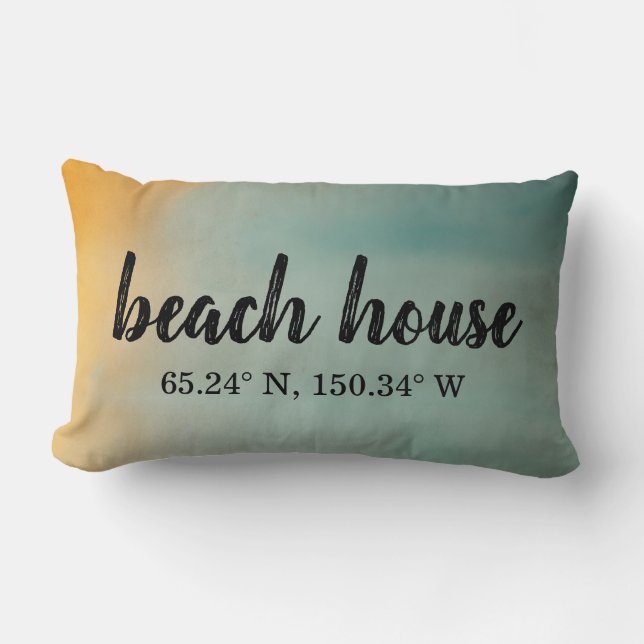 Beach House Anpassningsbar Coordinates Lumbarkudde (Framsida)