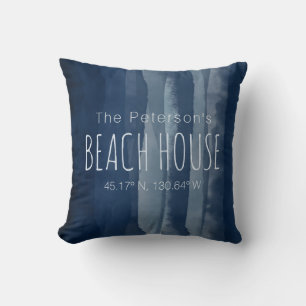 Beach House Anpassningsbar Coordinates Navy Kudde