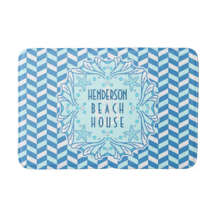 Beach House Art Deco Snäcka och Herringbone Anpass Badrumsmatta