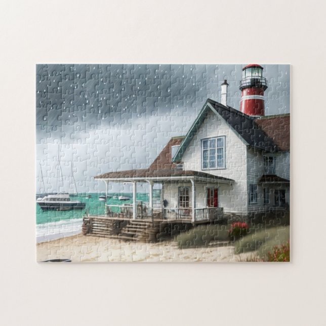 Beach House Art Photo Puzzles Internet Jigszz Puzz Pussel (Horisontell)