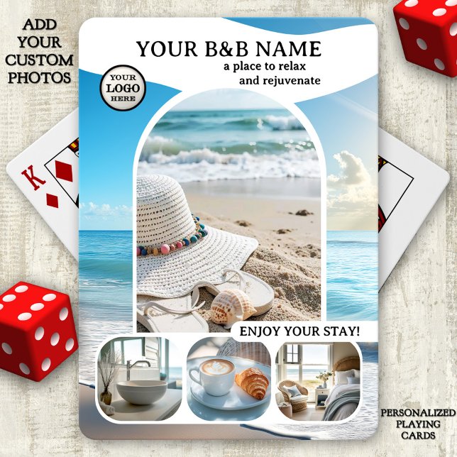 Beach House B&B Photo Collage Casinokort (Beach house or B&B playing cards featuring a collage with your custom photos)