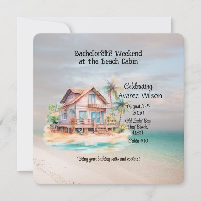 Beach House Bachelorette Party-inbjudan Inbjudningar (Framsida)