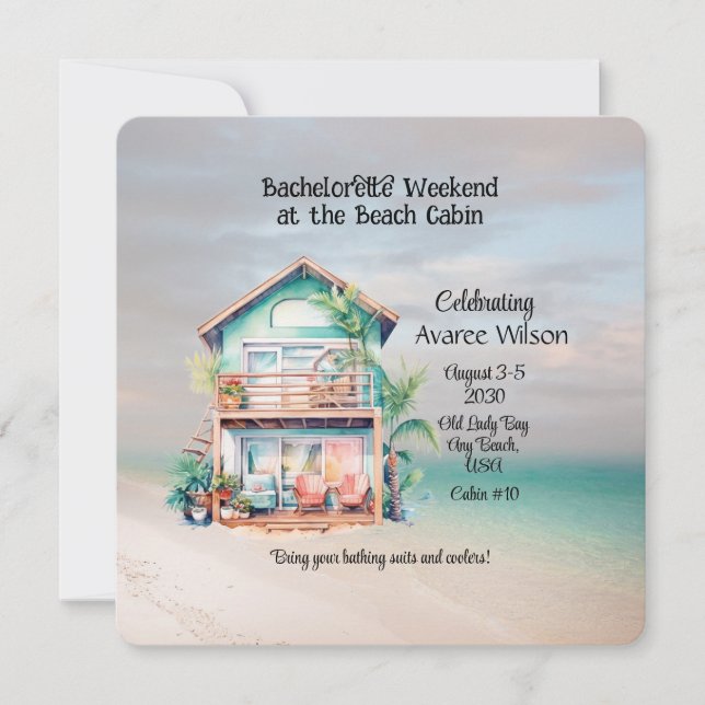 Beach House Bachelorette Party-inbjudan Inbjudningar (Framsida)