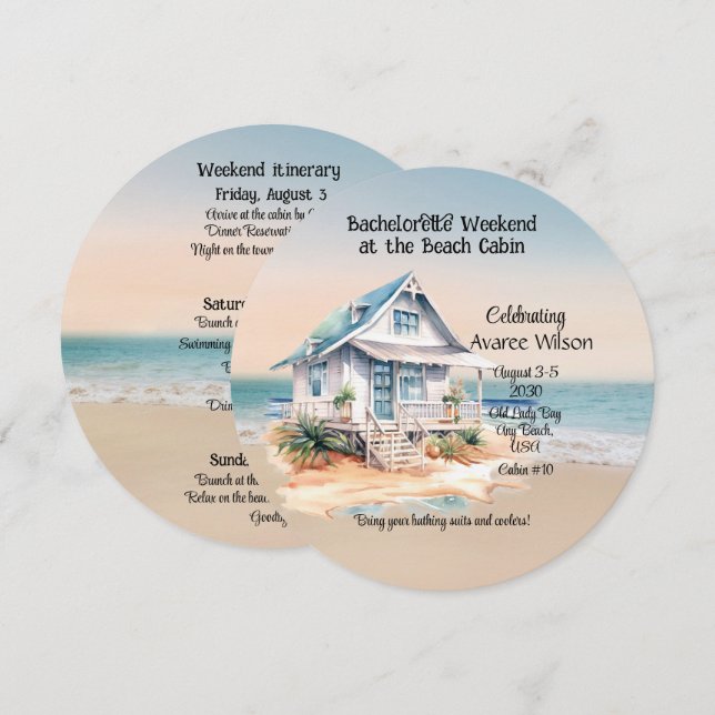Beach House Bachelorette Party-inbjudan Inbjudningar (Fram/baksida)