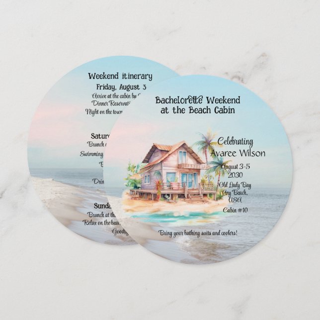 Beach House Bachelorette Party-inbjudan Inbjudningar (Fram/baksida)