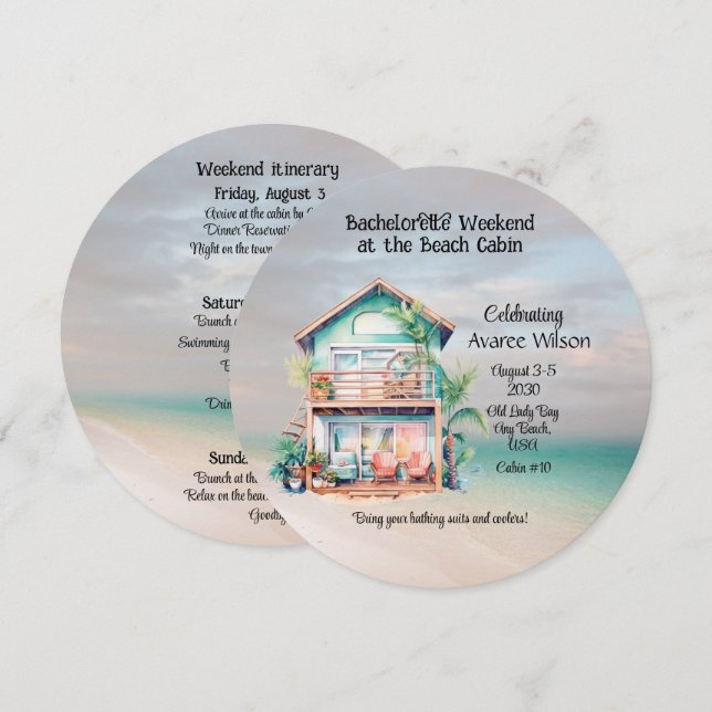 Beach House Bachelorette Party-inbjudan Inbjudningar (Fram/baksida)