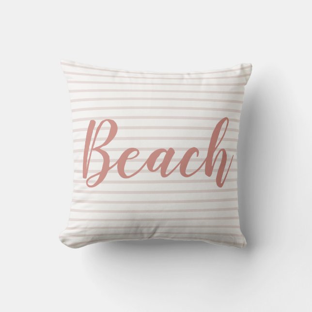 Beach House Beige Nautical Rand Kudde (Framsida)