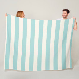 Beach House Blanket Aqua och Ivory Rand Fleecefilt